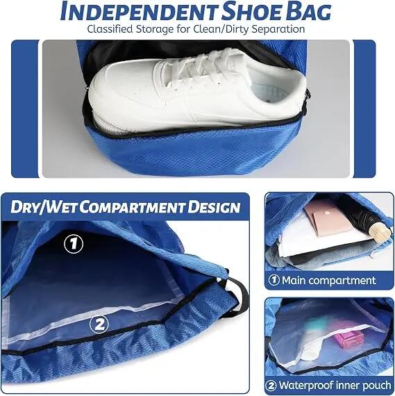 Sac à dos de sport avec compartiment séparé pour chaussures et fermeture à cordo 3/7