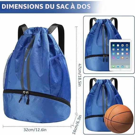 Sac à dos de sport avec compartiment séparé pour chaussures et fermeture à cordo 2/7