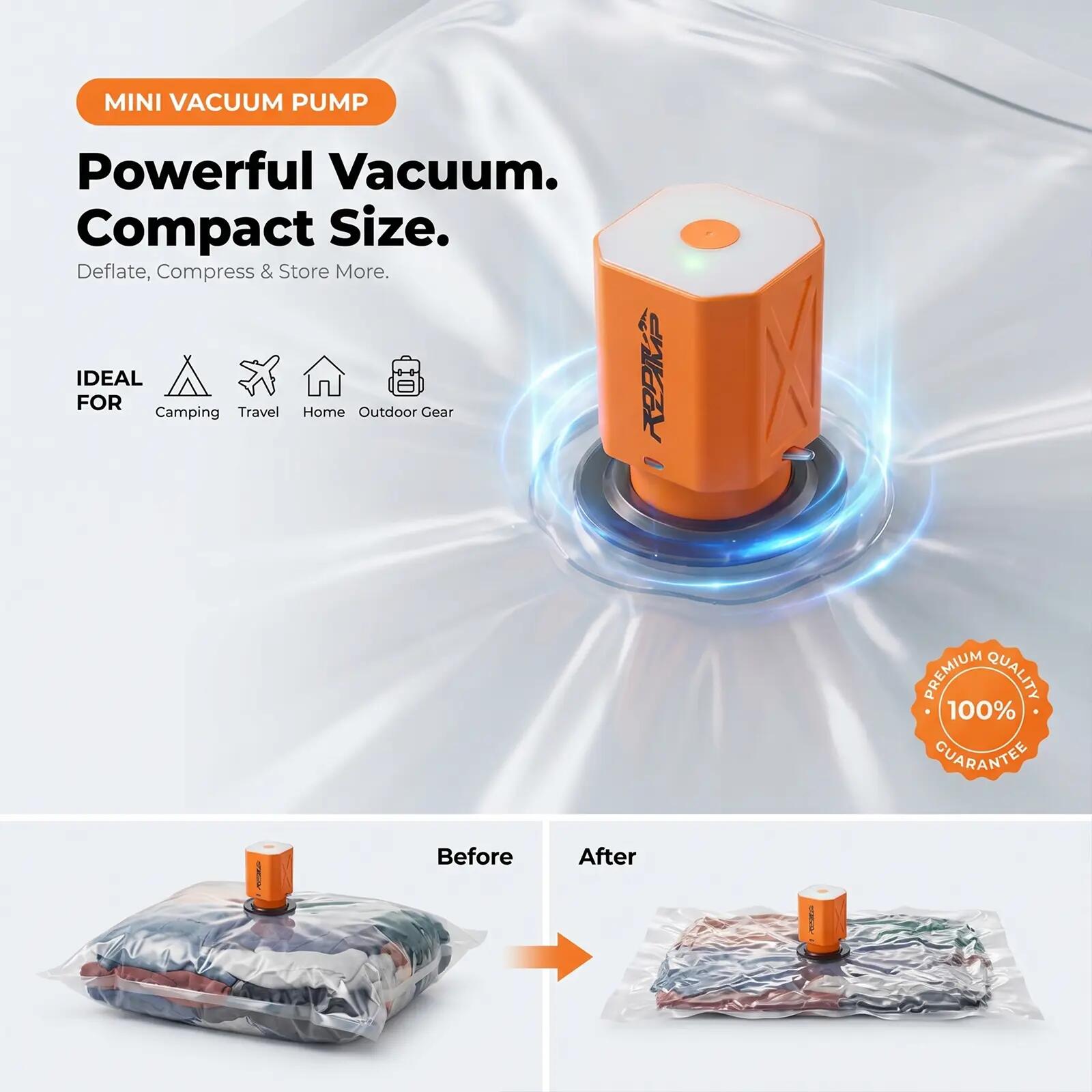 RoosCamp Air Master Cube – Pompe de camping électrique avec lampe LED – 4,5 kPa 13/15