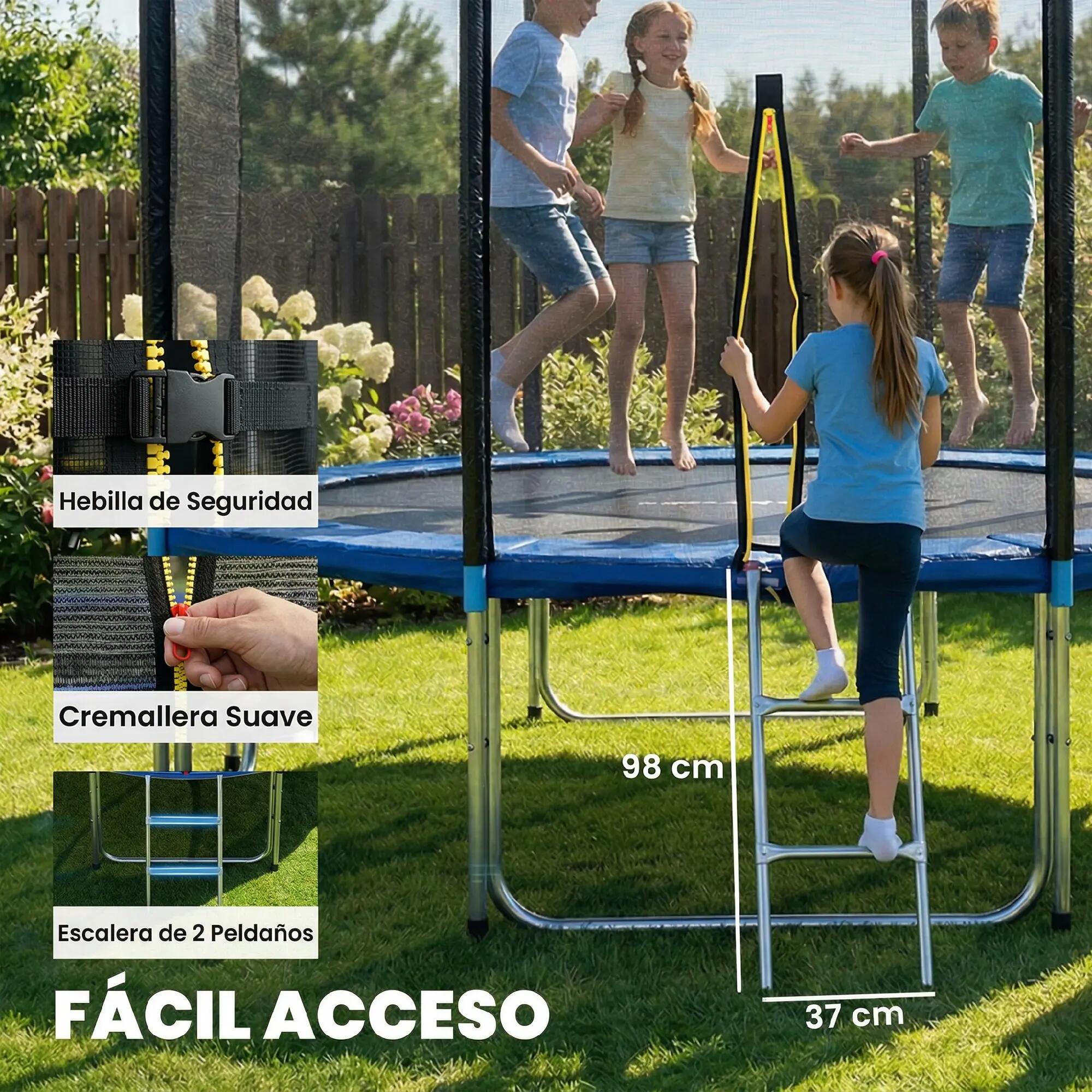 Trampoline d'extérieur Ø366 cm pour enfants avec filet de sécurité, échelle et c 9/9