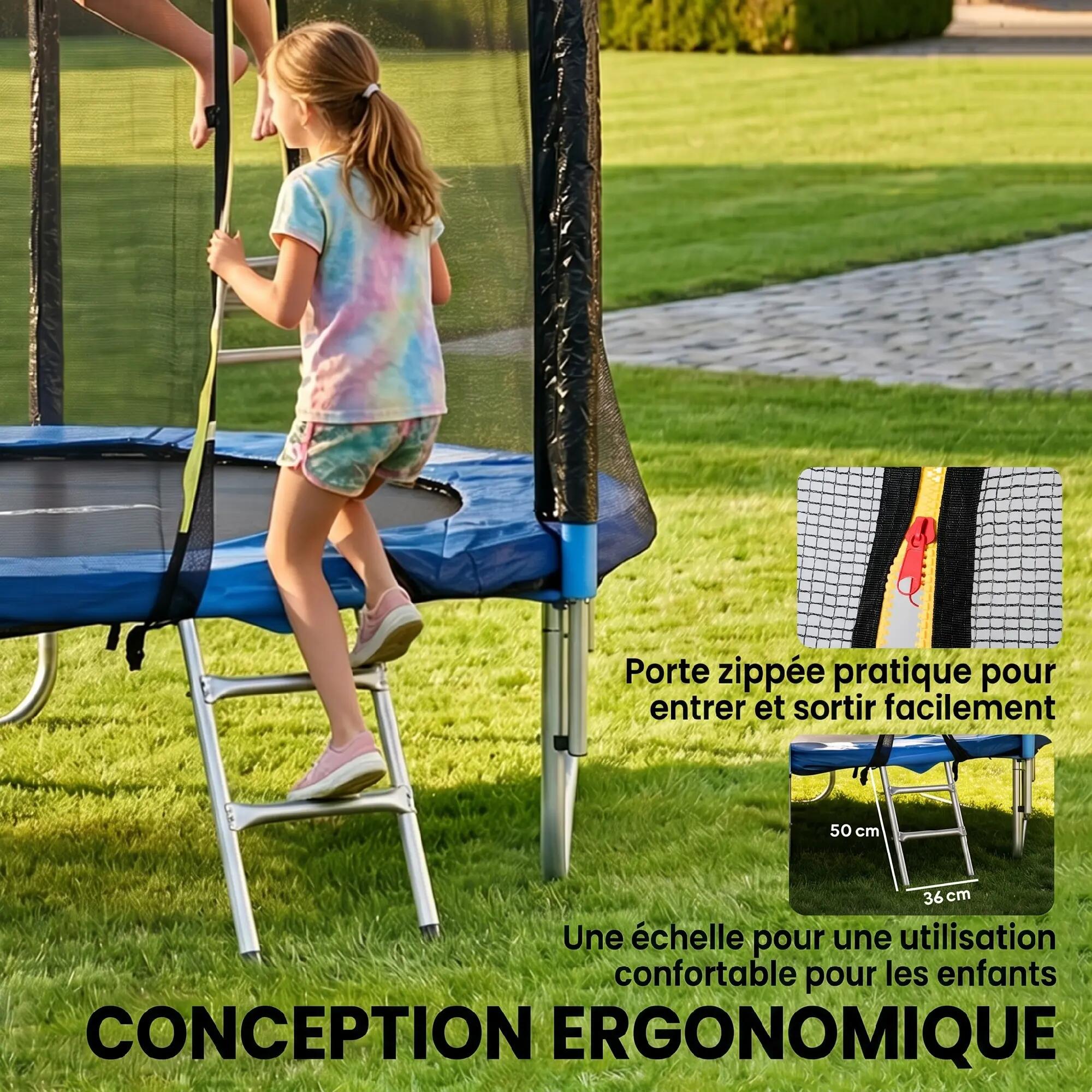 Trampoline d'extérieur avec filet de sécurité Ø180 cm pour enfants et adultes 8/9