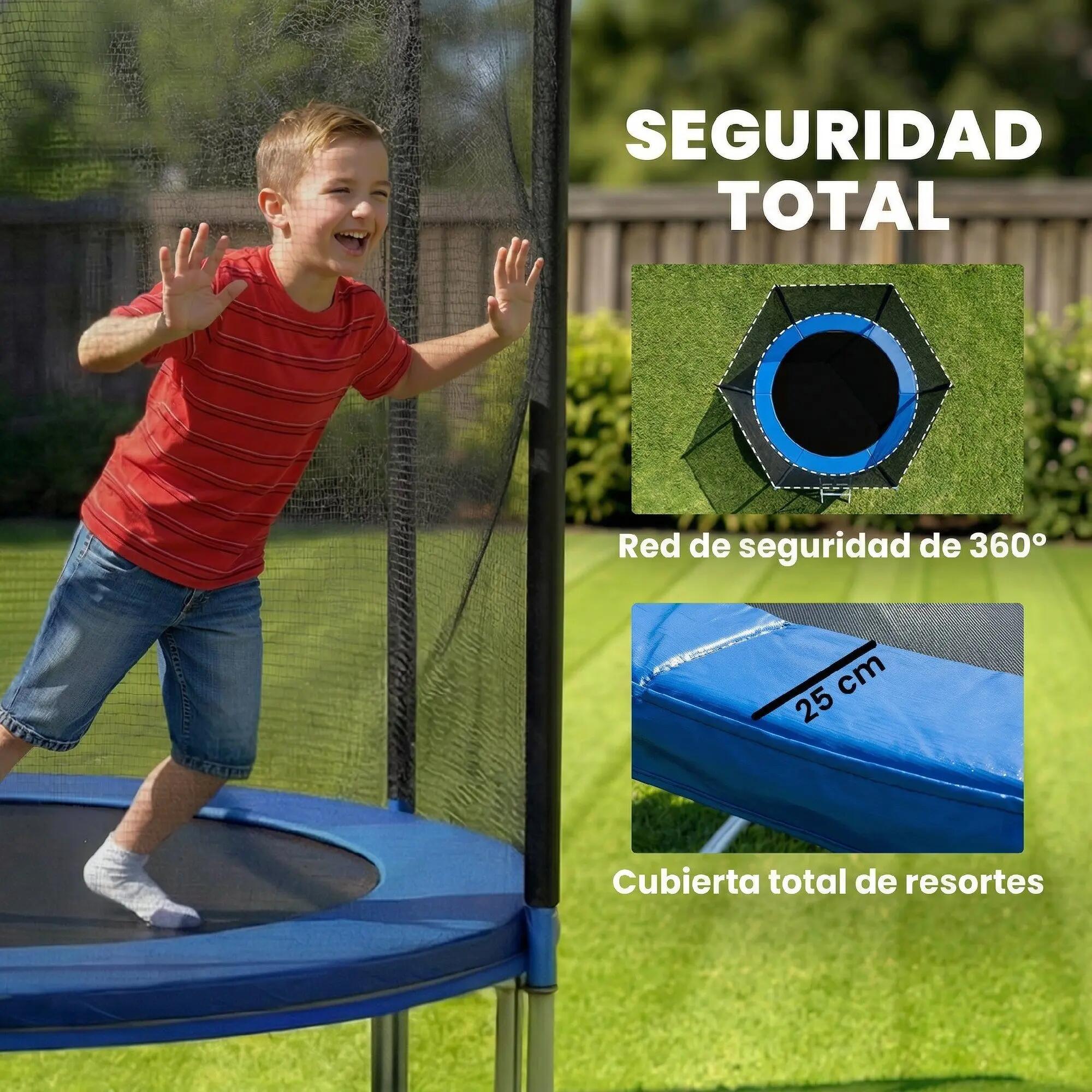 Trampoline d'extérieur Ø366 cm pour enfants avec filet de sécurité, échelle et c 7/9