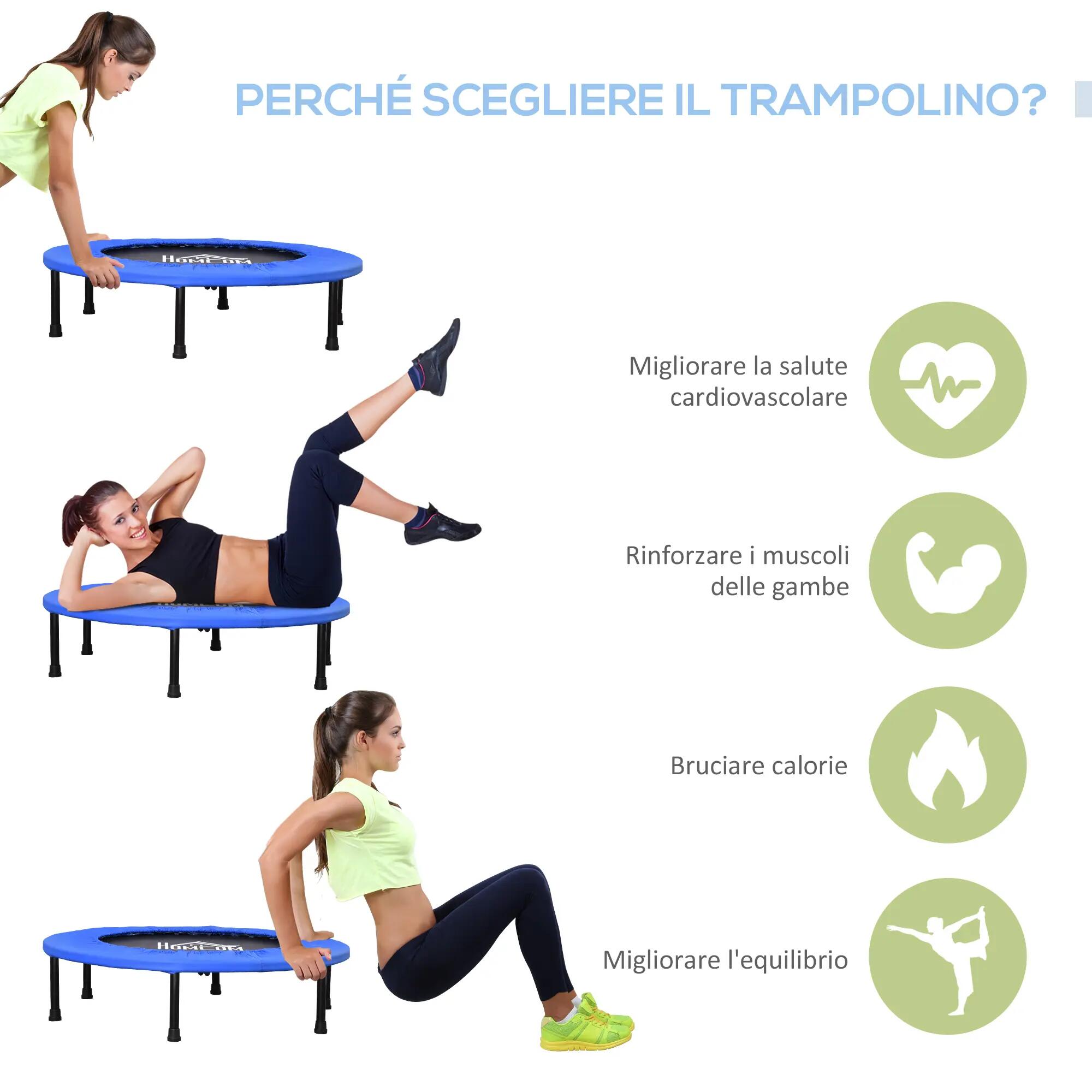 Trampoline d'entraînement à 30 ressorts, en acier, plastique et PP, Ø91 x 22,5 c 7/9