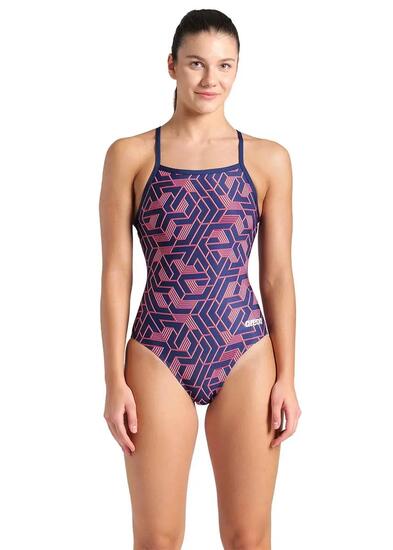 Arena Maillot de bain femme Escape Lightdrop - Bleu marine / Rouge