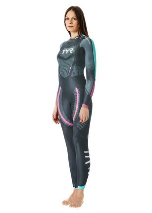 TYR Combinaison de plongée catégorie 5 pour femme - Noir/Bleu