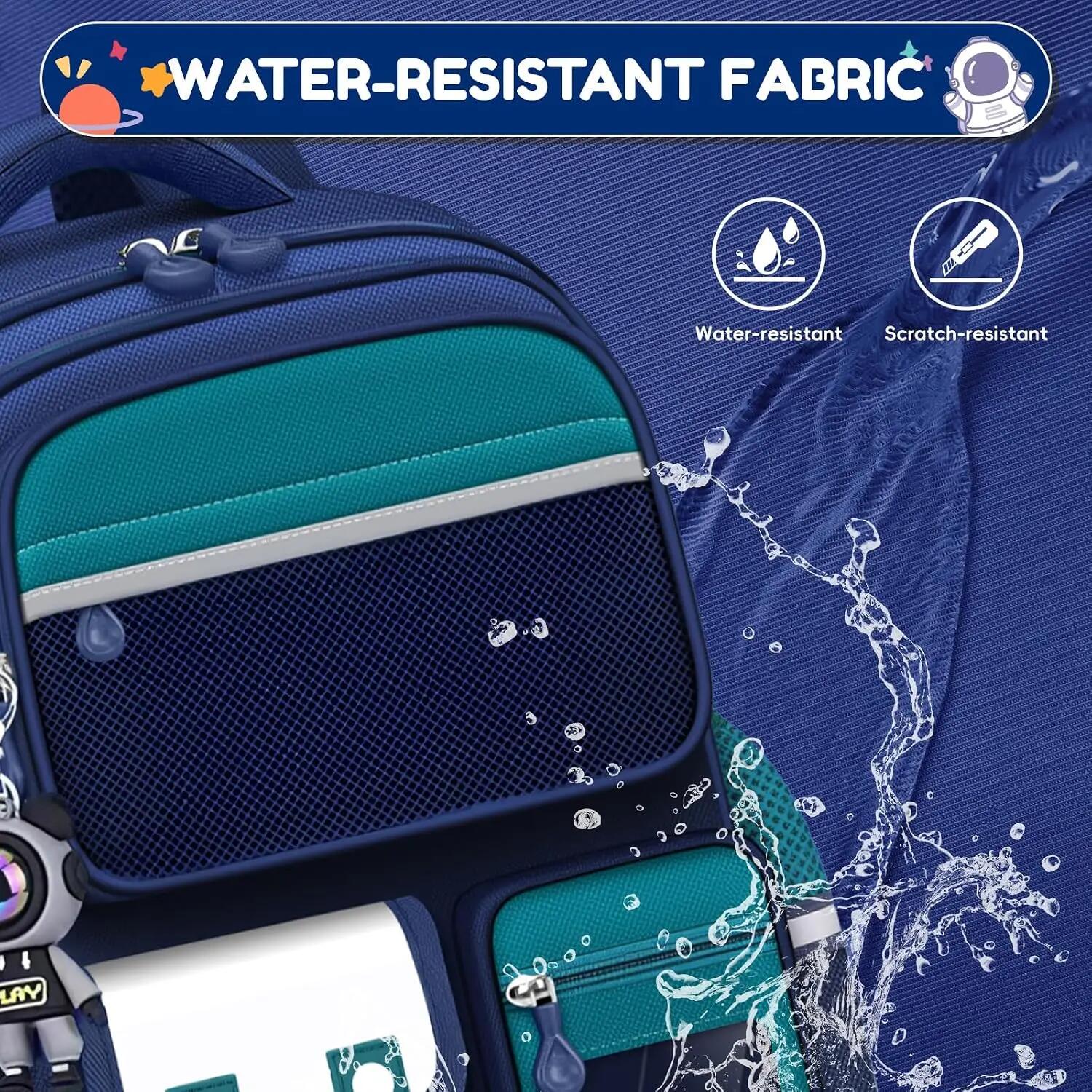 Cartable pour garçons avec bandes réfléchissantes, vert 6/7