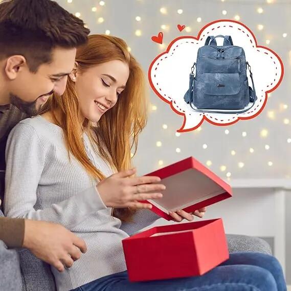 Sac à dos pour femme en similicuir (PU) – Élégant, léger et antivol – Modèle 2-e 5/7