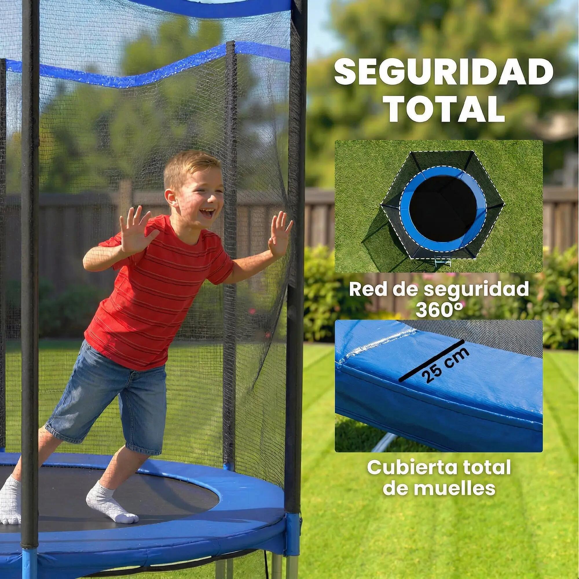 Trampoline d'extérieur Ø183 cm pour enfants de 6 ans et plus et adultes, avec fi 7/9