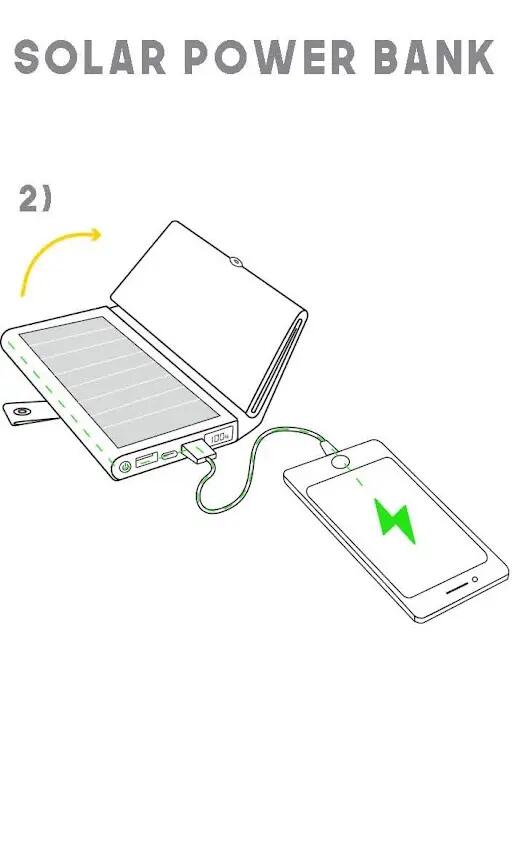 Solar powerbank 10000 mAh 8 W 5 opvouwbare panelen Electron Blauw 4/5