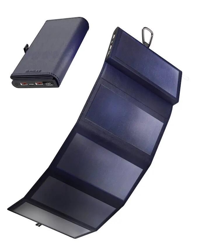 Solar powerbank 10000 mAh 8 W 5 opvouwbare panelen Electron Blauw 2/5