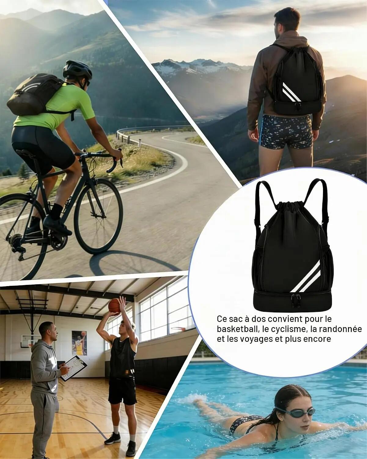 Sac à dos de sport imperméable pour hommes et femmes avec compartiment à chaussu 6/8