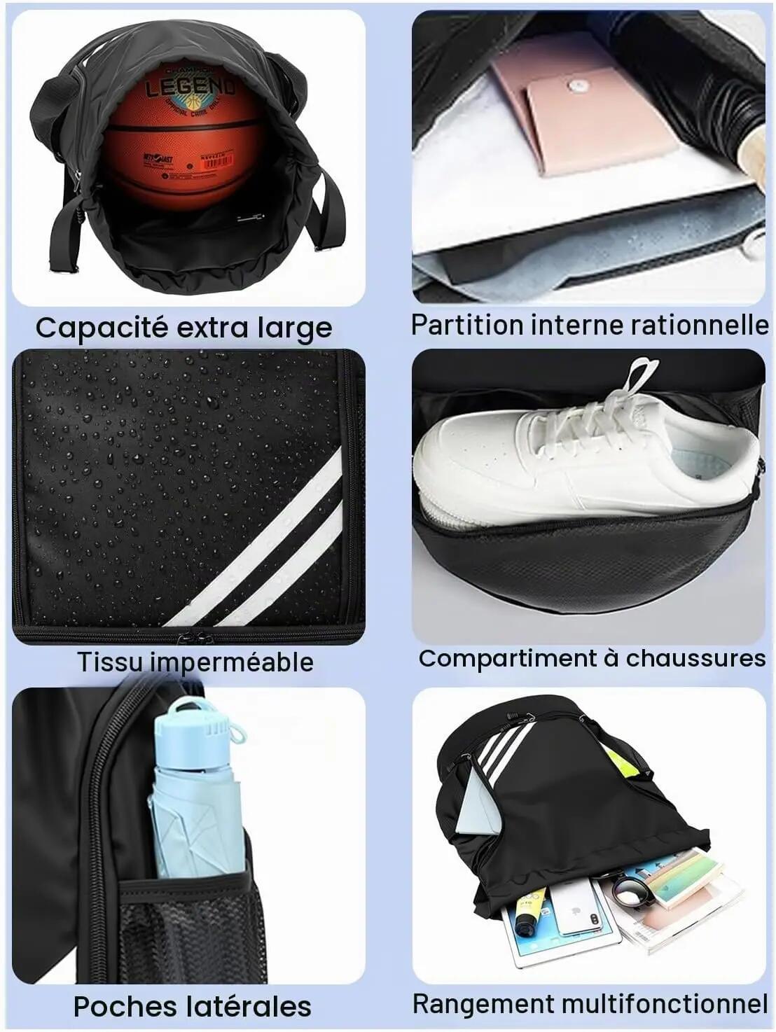 Sac à dos de sport imperméable pour hommes et femmes avec compartiment à chaussu 4/8