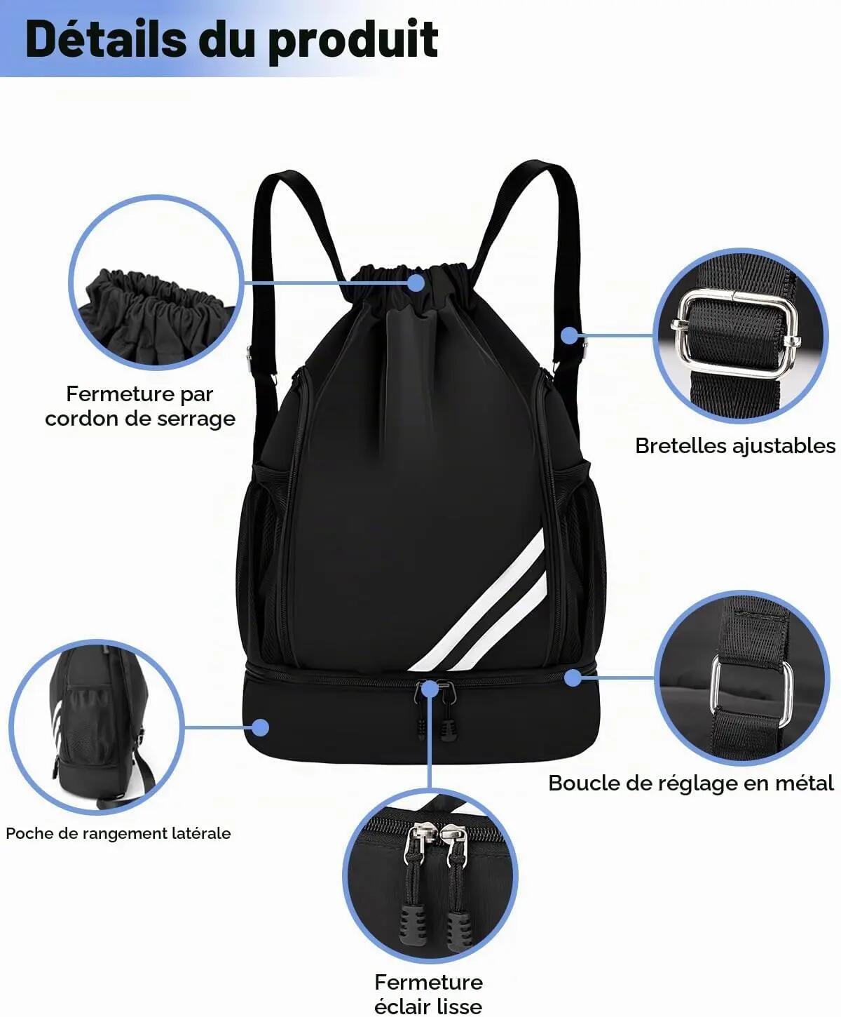 Sac à dos de sport imperméable pour hommes et femmes avec compartiment à chaussu 3/8