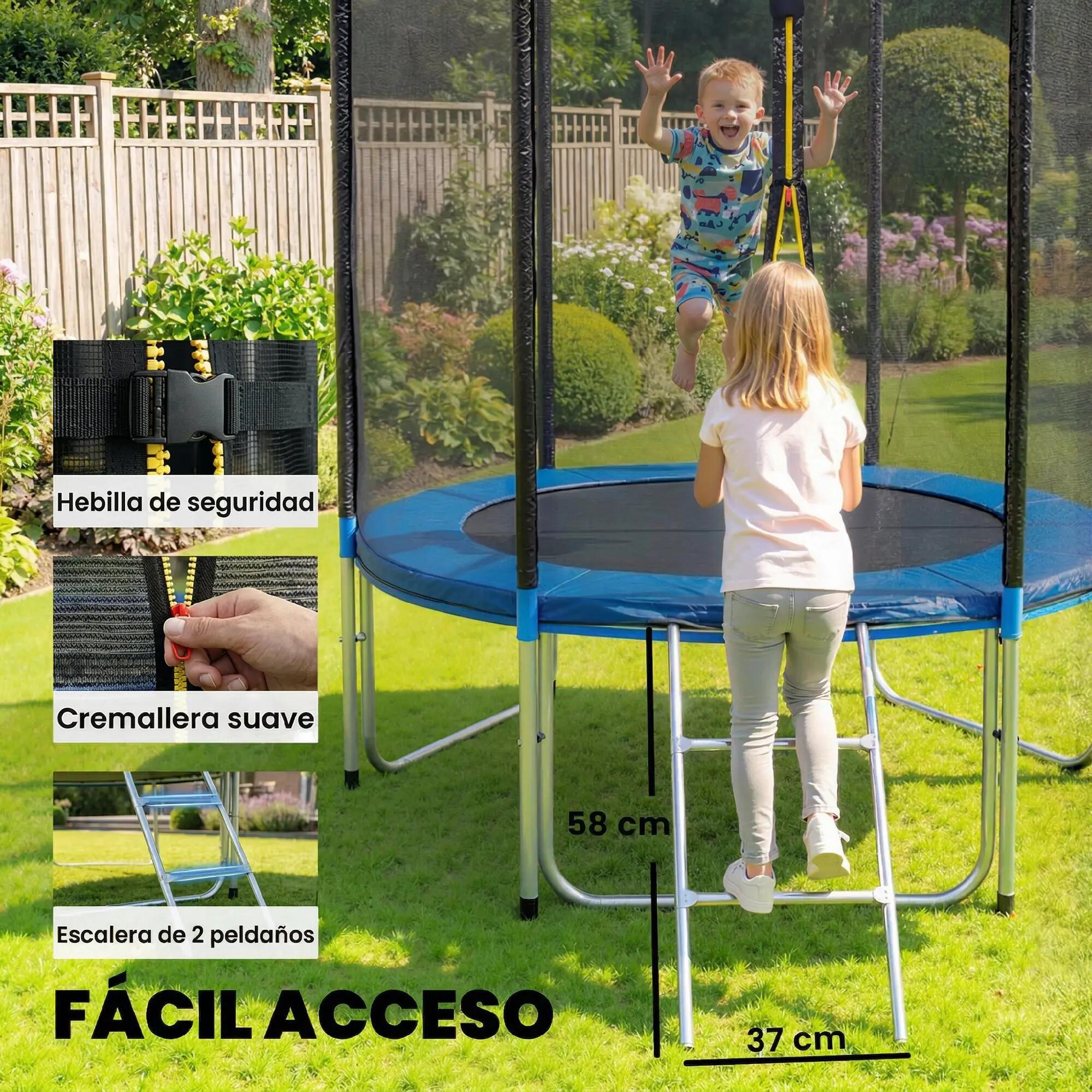Trampoline d'extérieur Ø183 cm pour enfants avec filet de sécurité, échelle et c 9/9
