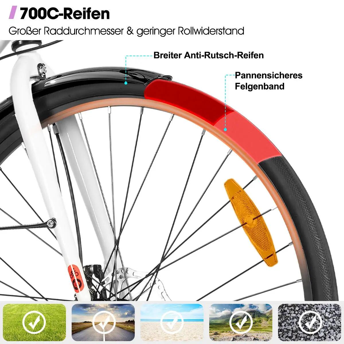 Damen Herren Citybike 28 Zoll 7-Gang Aluminium Scheibenbremse 700C 3/7