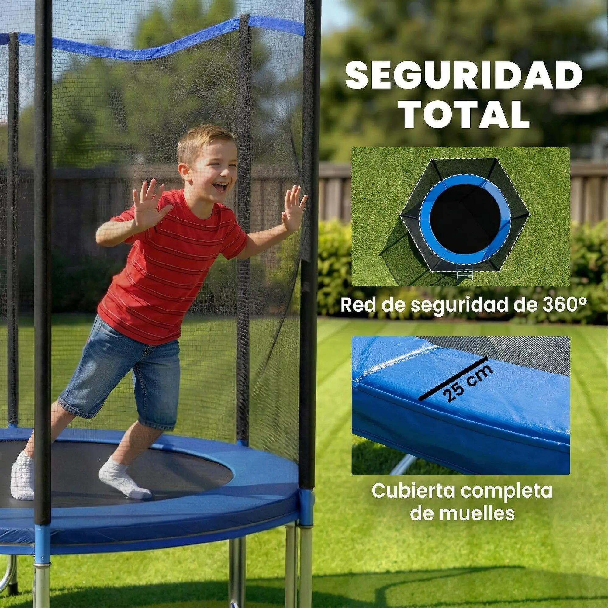 Trampoline d'extérieur Ø183 cm pour enfants avec filet de sécurité, échelle et c 7/9