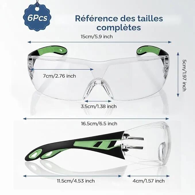 Lot de 6 lunettes de sécurité antibuée - Lunettes de sécurité avec coussinets 2/7