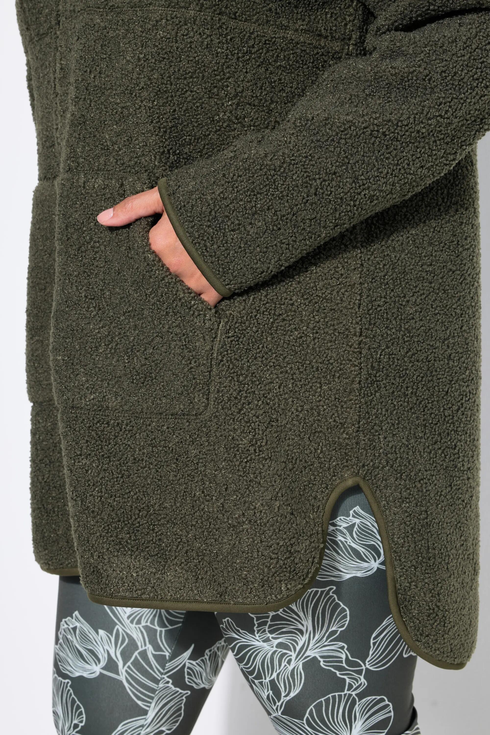 Dames Lange jas teddyfleece capuchon lange mouwen langer achterpand 4/11