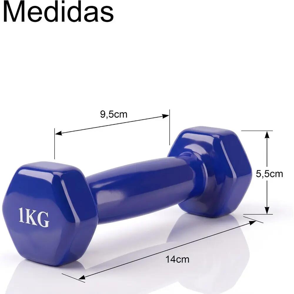 Set 2 Mancuernas de 1kg, hecho de hierro recubierto de Vinilo Suave color Azul 4/4