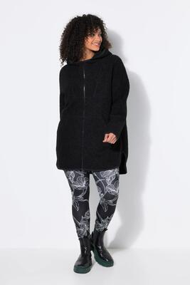 Dames lange jas teddyfleece capuchon lange mouwen langer achterpand