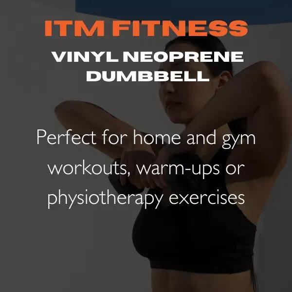 ITM Fitness - Vinyl Neoprene Dumbbell – Vinyl Coated Hand Weights (Pairs) - 6KG 4/8