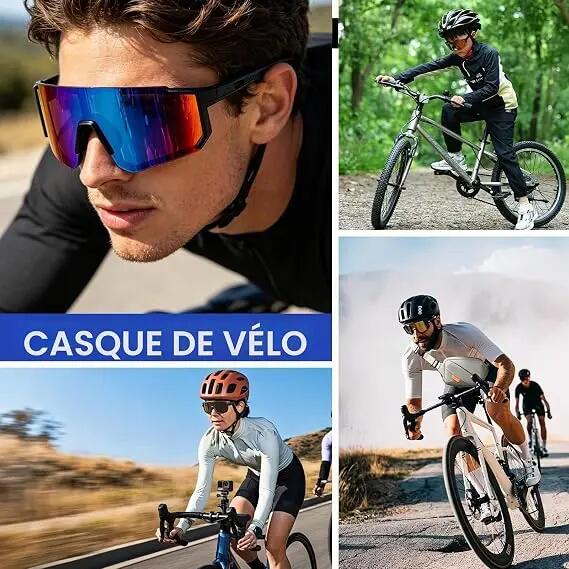 Lot de 3 paires de lunettes de soleil de sport, coupe-vent, pour le cyclisme, pr 6/7