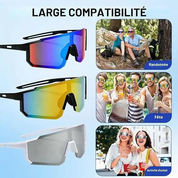 Lot de 3 paires de lunettes de soleil de sport, coupe-vent, pour le cyclisme, pr 5/7