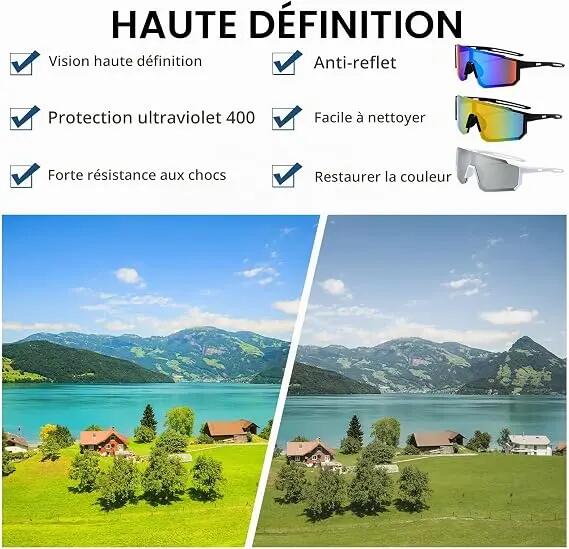 Lot de 3 paires de lunettes de soleil de sport, coupe-vent, pour le cyclisme, pr 4/7
