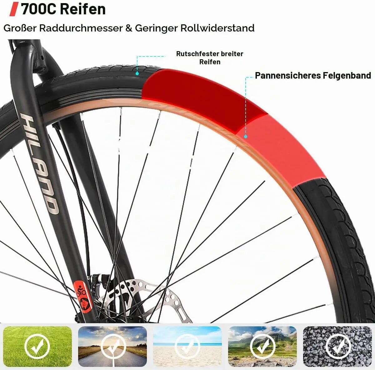 Hombre Bicicleta de Carretera 28 Pulgadas 21 Velocidades Disco 700C 3/7