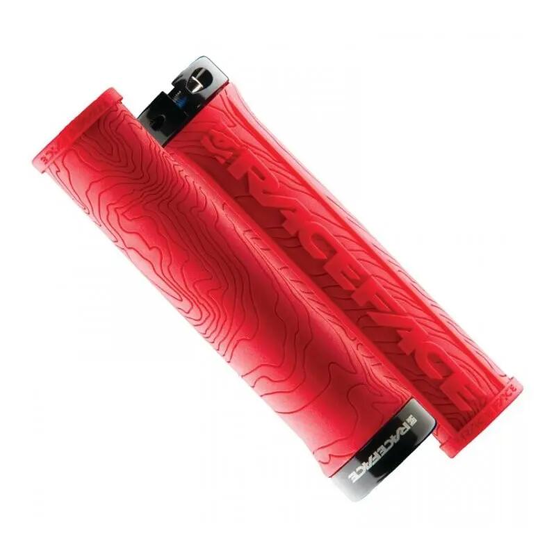 Mansoane Race Face Grip Half Nelson W/Lock, material cauciuc, 1 pereche, rosu