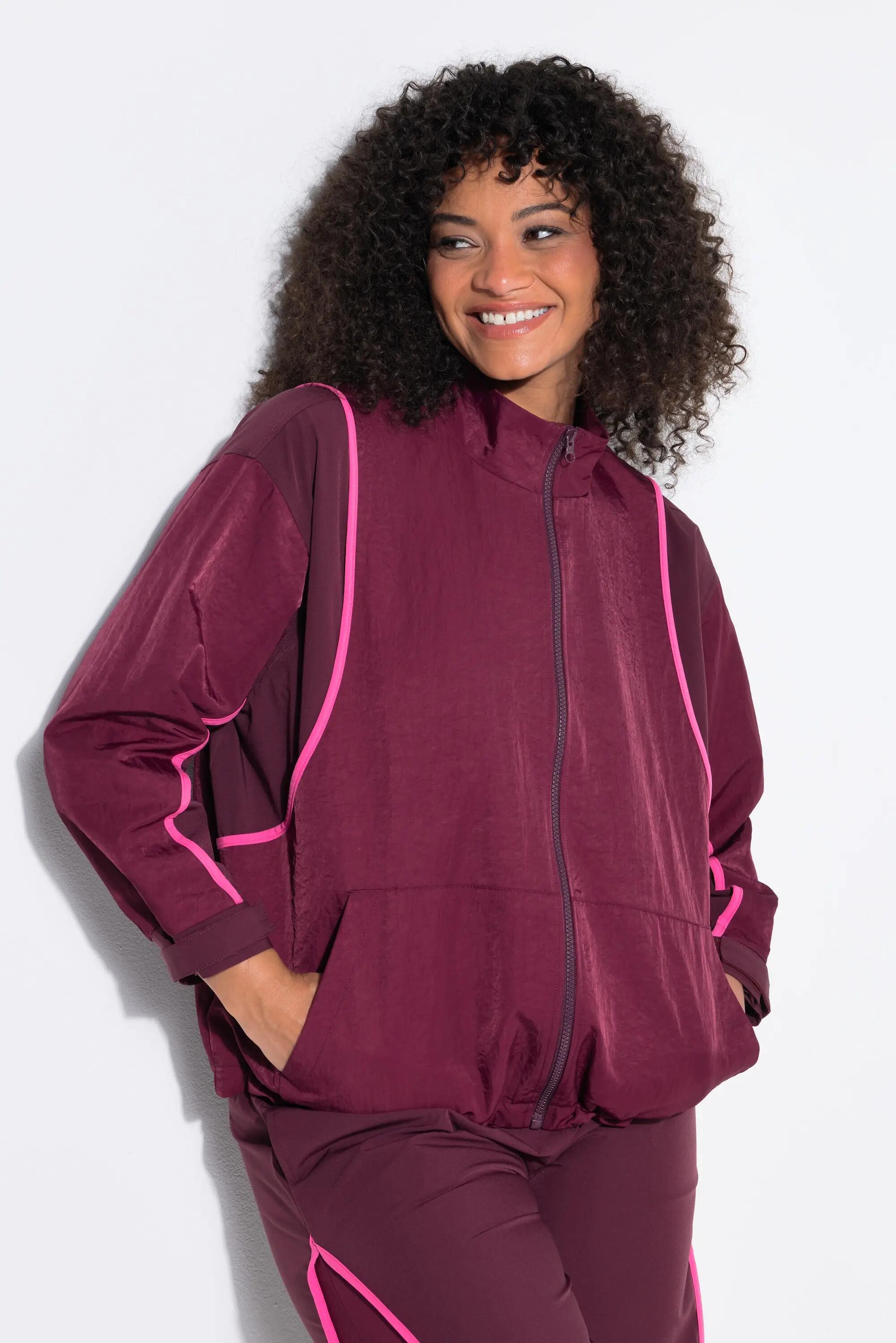 Dames Trainingsjack sierpaspels oversized opstaande kraag lange mouwen 5/11