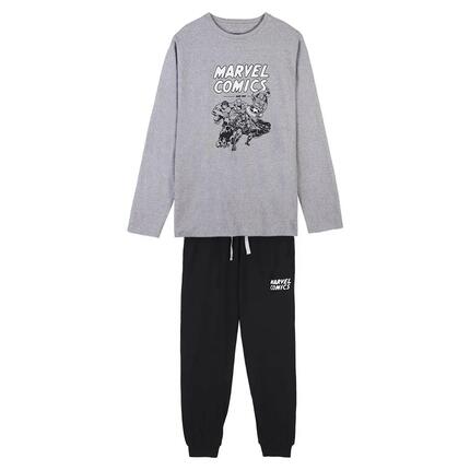 Pijama Largo Adulto Marvel de Dos Piezas de Algodón Gris