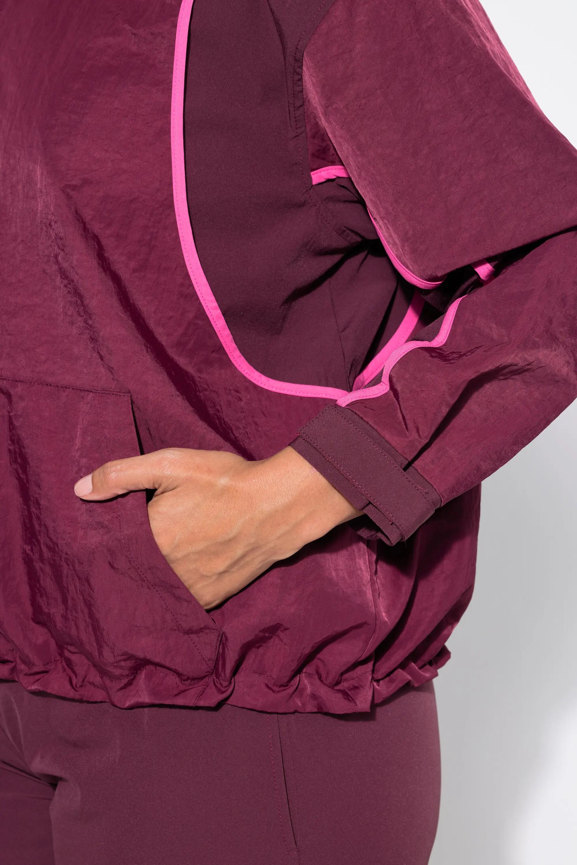 Dames Trainingsjack sierpaspels oversized opstaande kraag lange mouwen 4/11