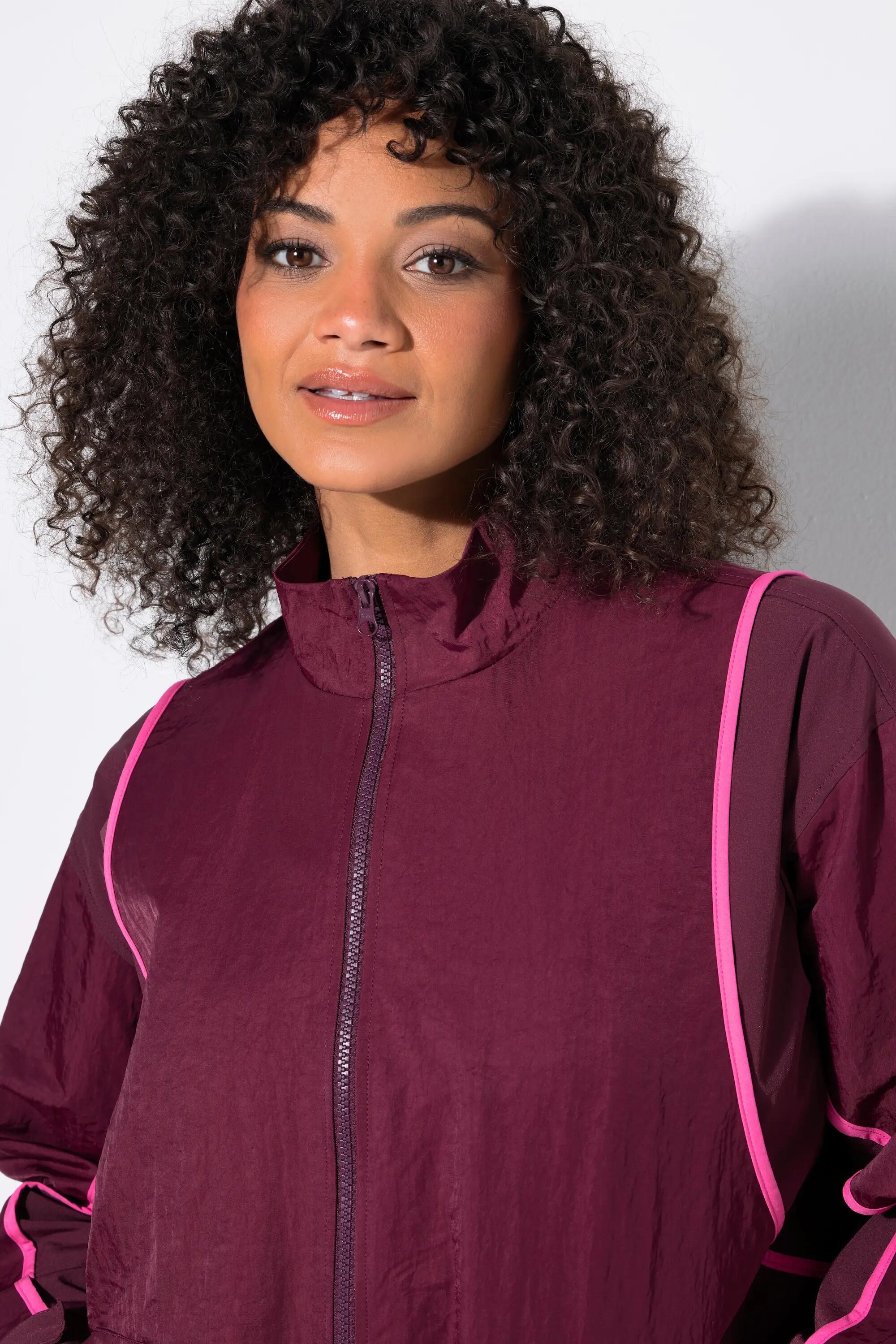 Dames Trainingsjack sierpaspels oversized opstaande kraag lange mouwen 3/11