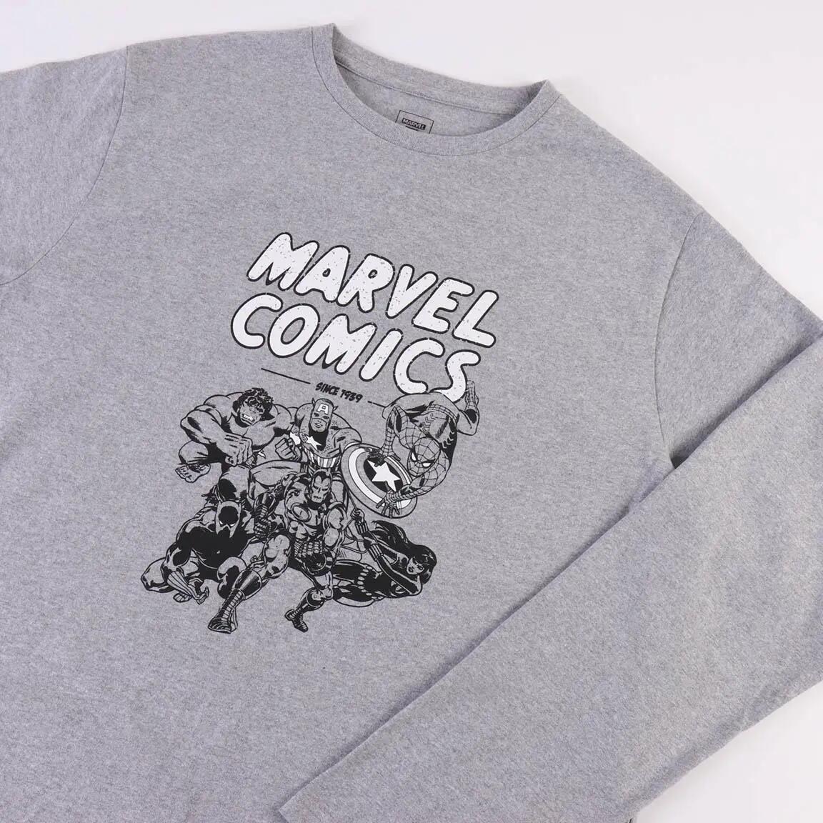 Pyjama Long Adulte Marvel Deux Pièces en Coton Gris 3/5