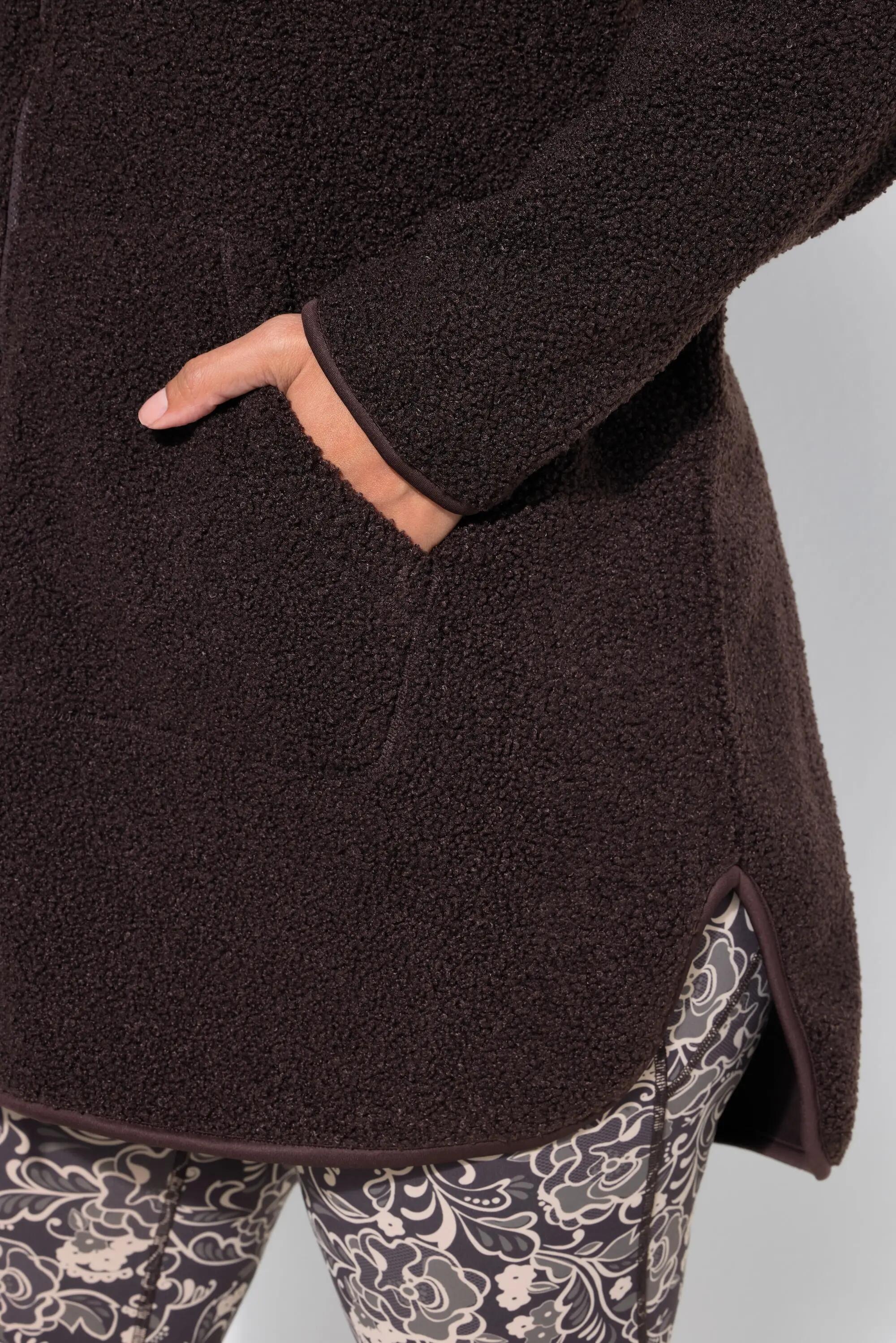 Damen Longjacke Teddyfleece Kapuze Langarm hinten länger 5/13