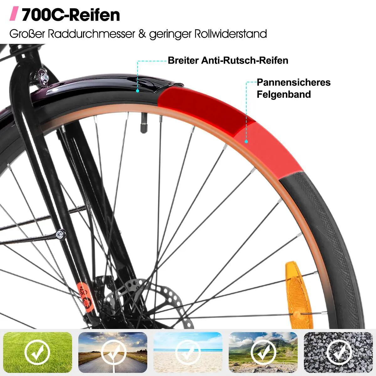 Damen Herren Citybike 28 Zoll 7-Gang Aluminium Scheibenbremse 700C 3/7
