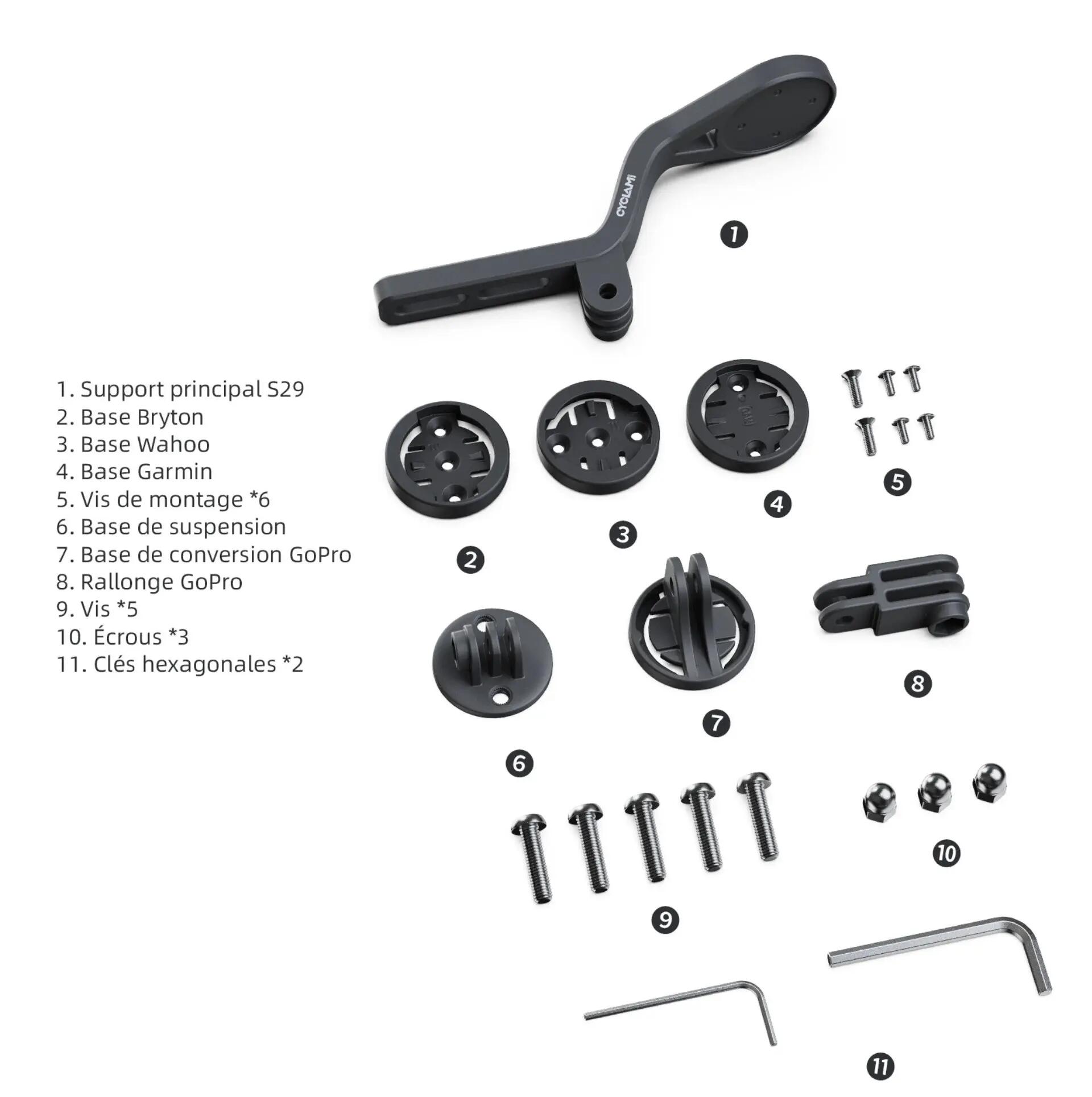 Supporto ciclocomputer GPS multifunzione sotto manubrio integrato - nero 5/5