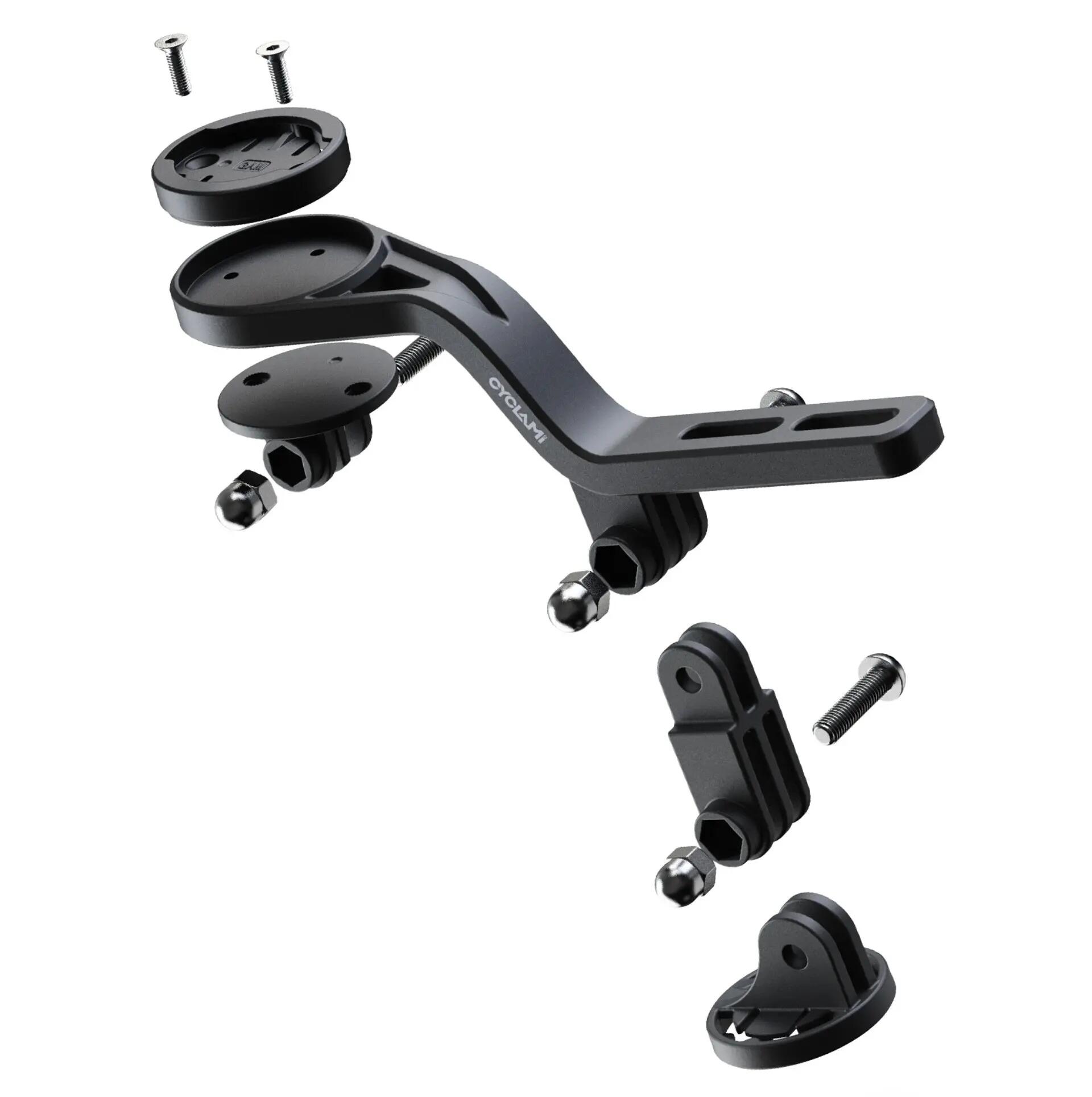 Supporto ciclocomputer GPS multifunzione sotto manubrio integrato - nero 4/5