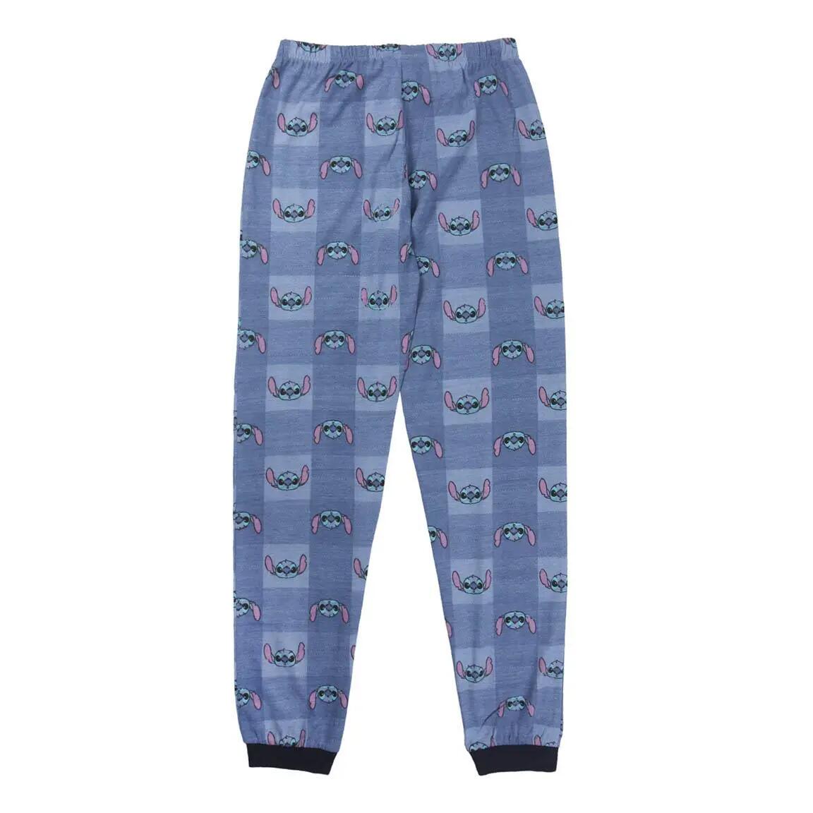 Pyjama Lang Volwassenen Stitch Tweedelig van Katoen Blauw 5/5