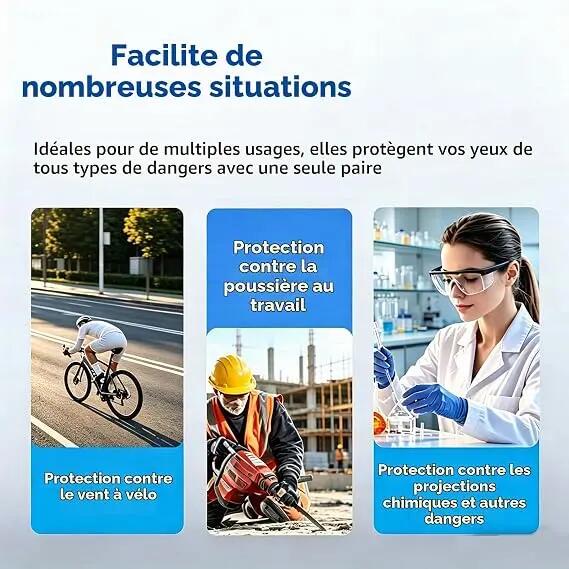 pièces de Lunettes de Protection Travail Anti-Buée Anti-Rayures Transparentes 5/7