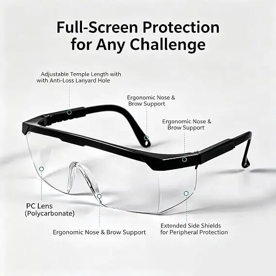 pièces de Lunettes de Protection Travail Anti-Buée Anti-Rayures Transparentes 4/7