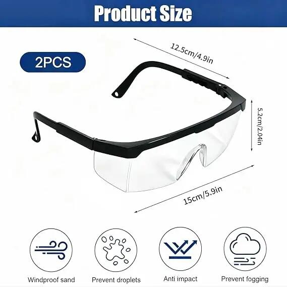 pièces de Lunettes de Protection Travail Anti-Buée Anti-Rayures Transparentes 3/7