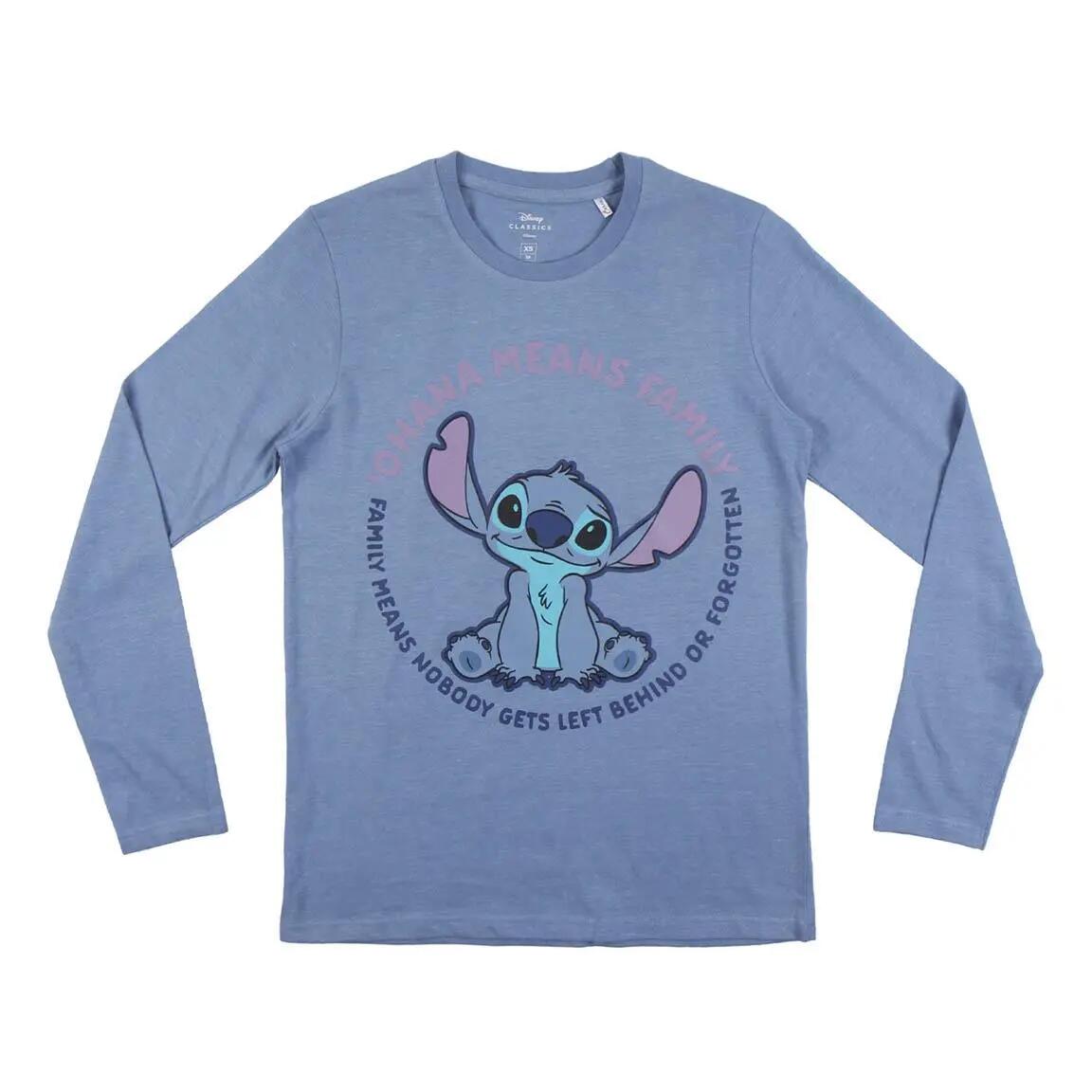 Pyjama Lang Volwassenen Stitch Tweedelig van Katoen Blauw 2/5