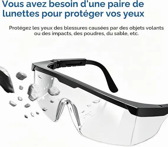 pièces de Lunettes de Protection Travail Anti-Buée Anti-Rayures Transparentes 2/7
