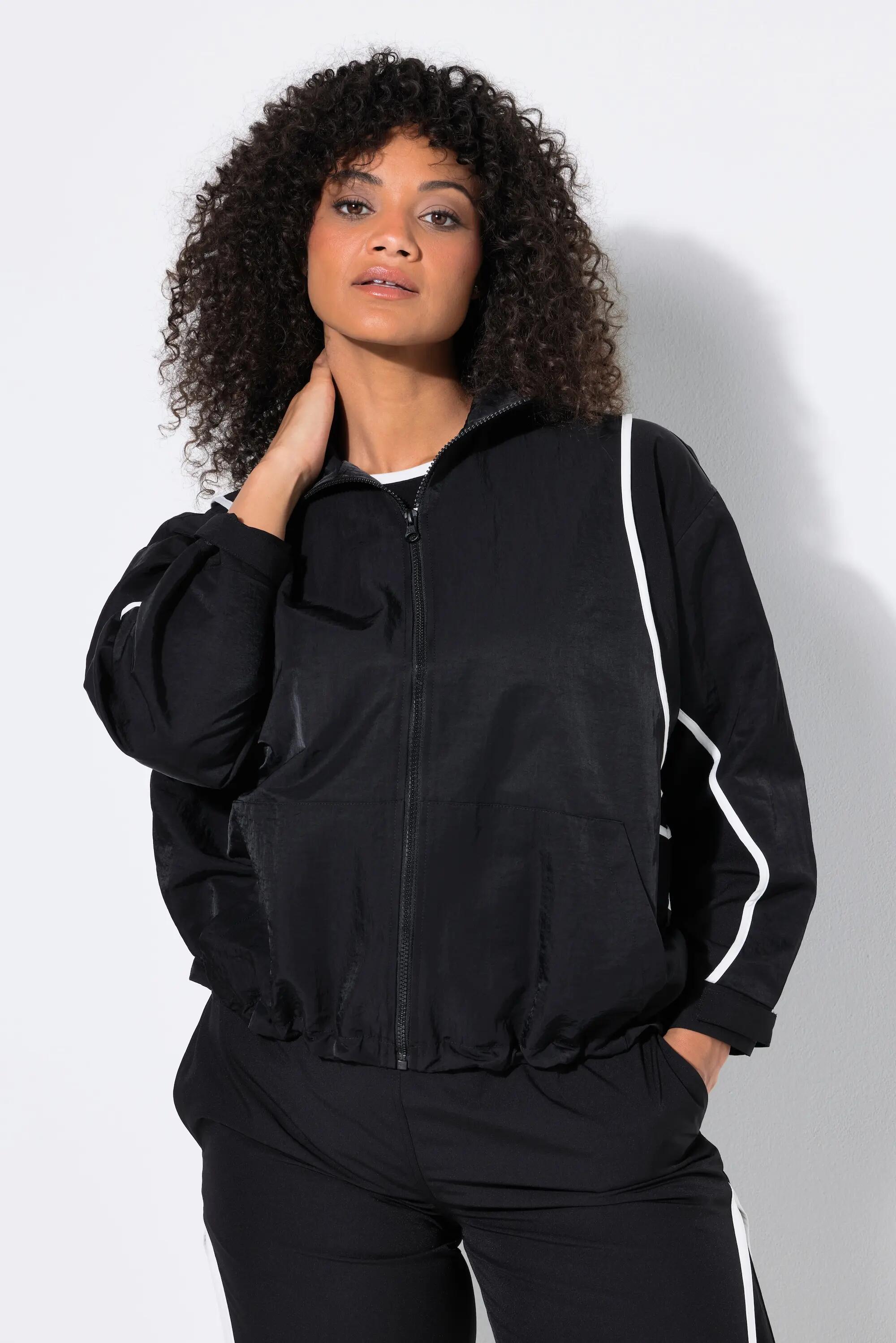 Dames Trainingsjack sierpaspels oversized opstaande kraag lange mouwen 5/11