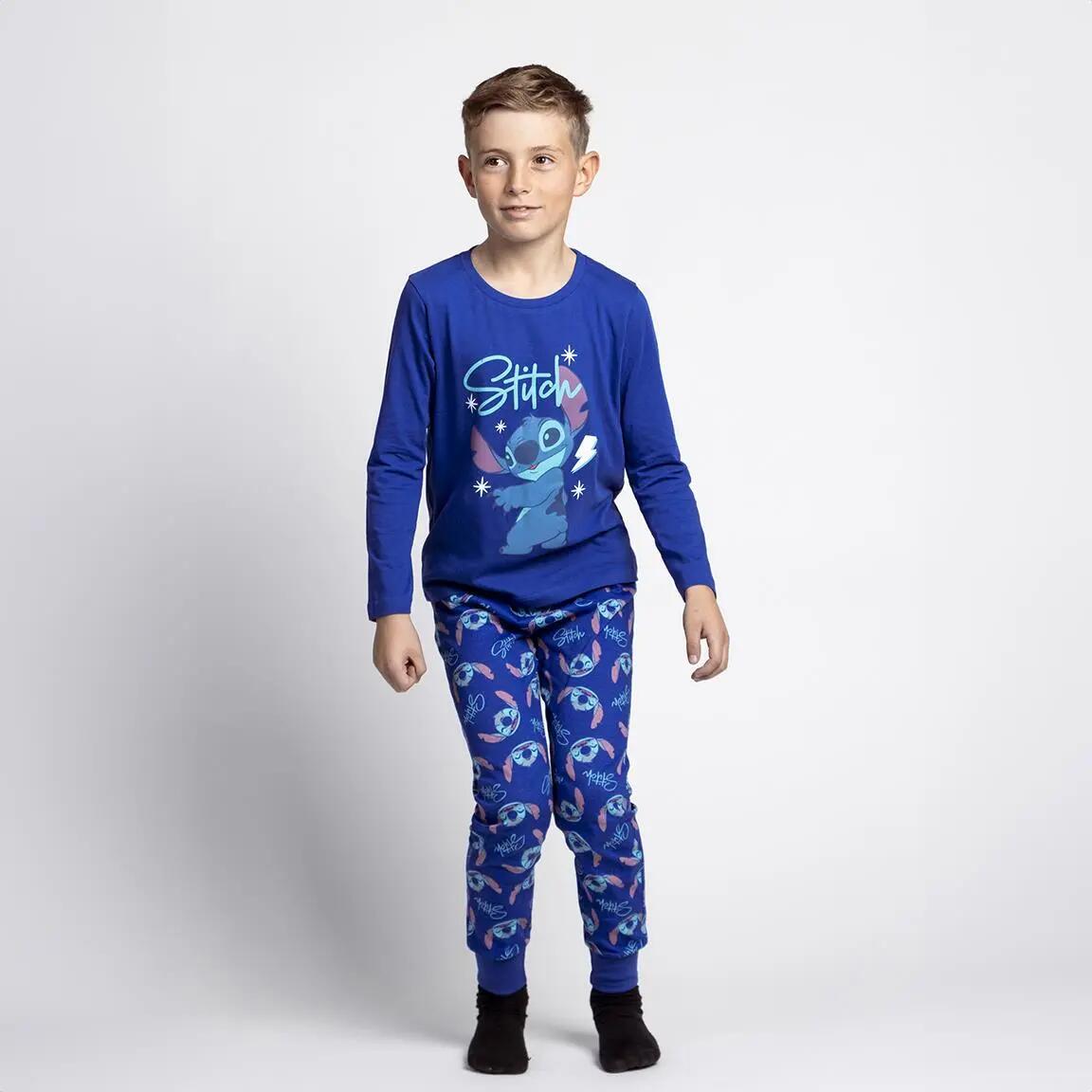 Pyjama Long Enfant Stitch Deux Pièces en Coton Bleu Marine 4/6