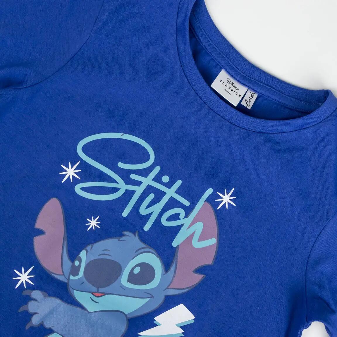 Pyjama Long Enfant Stitch Deux Pièces en Coton Bleu Marine 3/6