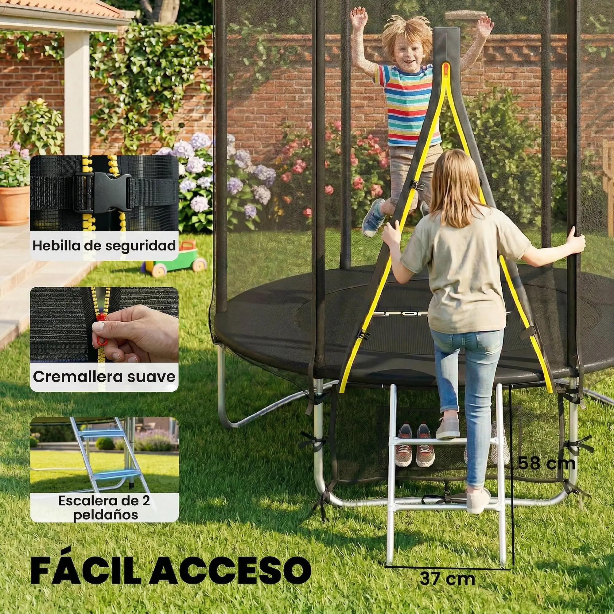 Trampoline d'extérieur Ø183 cm pour enfants et adultes dès 6 ans, avec filet de 9/9