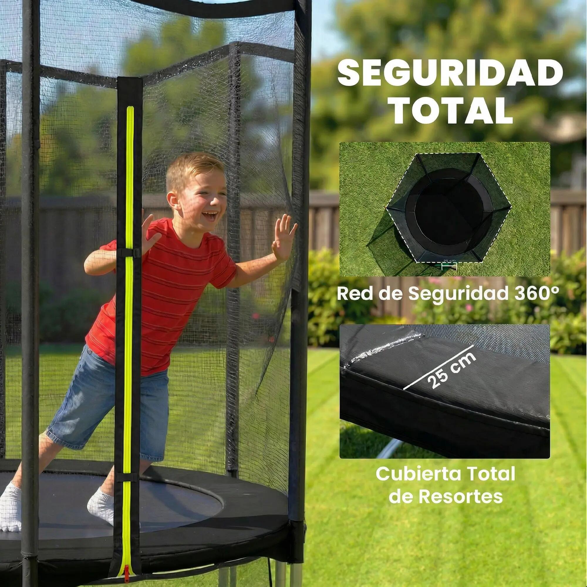 Trampoline d'extérieur Ø183 cm pour enfants et adultes dès 6 ans, avec filet de 7/9